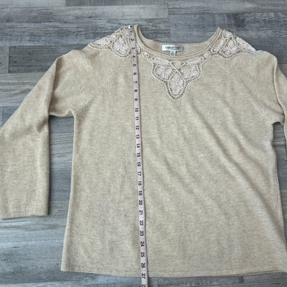 Coldwater Creek beige crochet lace Lambswool + Rabbit hair sweater size 1X S32 - Picture 7 of 8
